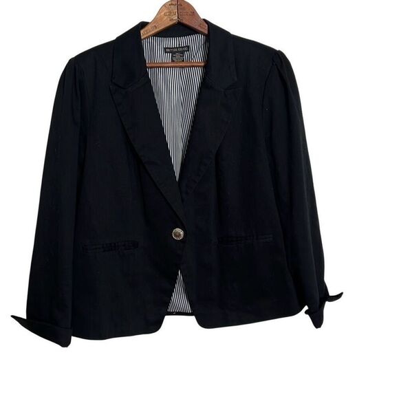 British Khaki Single Breasted One Button Fully Lined Blazer Jacket Black XL - Picture 1 of 6